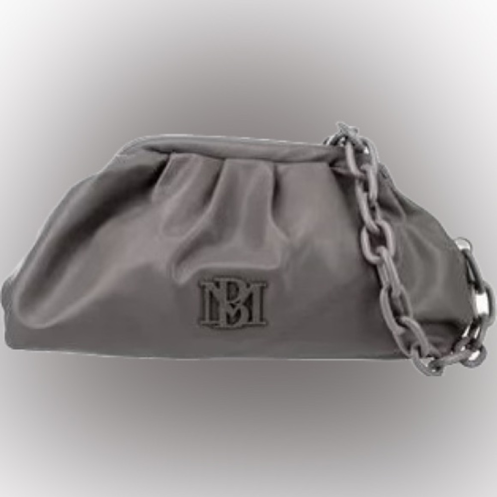 Badgley Mischka Elegant Gray Wrapped Framed Clutch